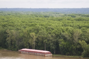 313-9050 Hannibal MO - Barge anchored at the Illinois woods on the Mississippi